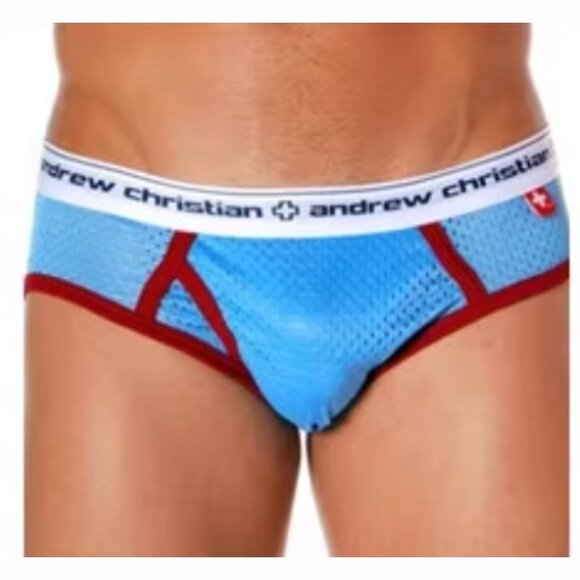 Andrew Christian Vintage Mesh Underwear Baby Blue Large - Picture 1 of 3